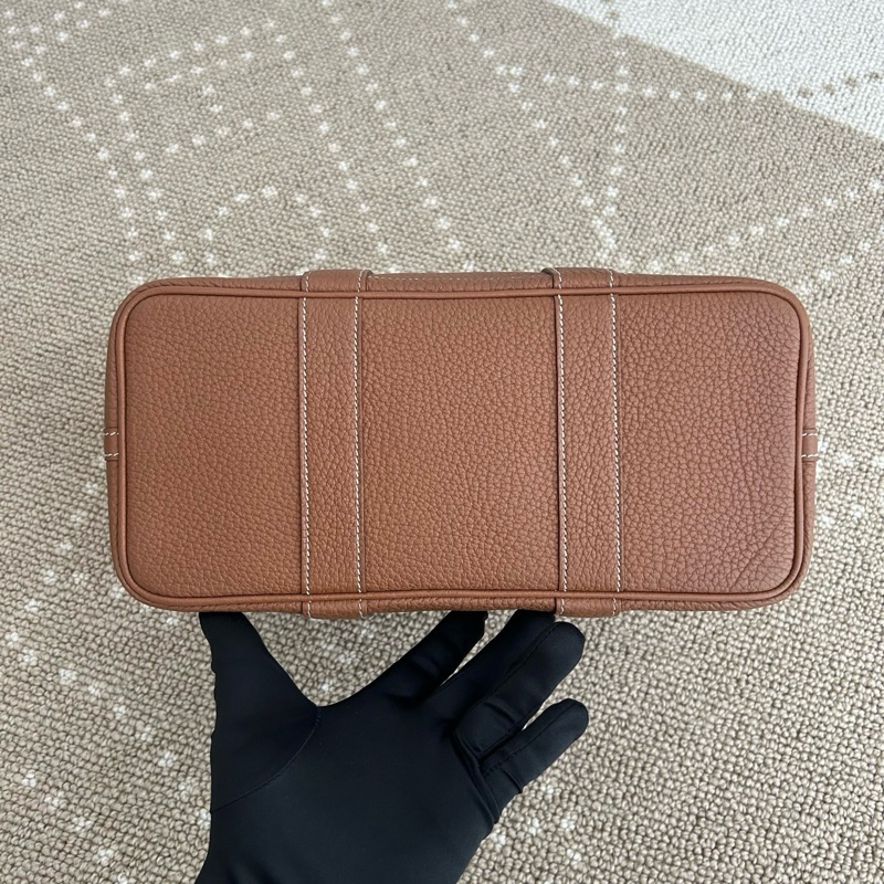 Hermes/愛馬仕 花園30金棕色手提包托特包 銀扣togo皮 D刻🤎99新 🟤正品-4