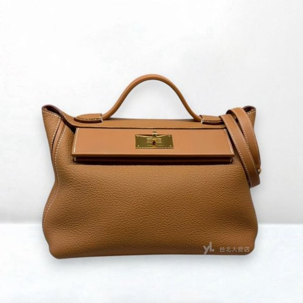 A13080-Hermes 2424-29 金棕Togo皮金釦手提肩背包-0