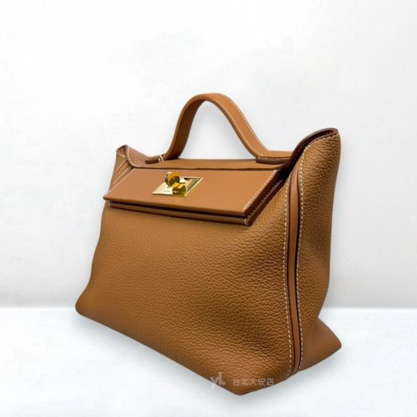 A13080-Hermes 2424-29 金棕Togo皮金釦手提肩背包-1