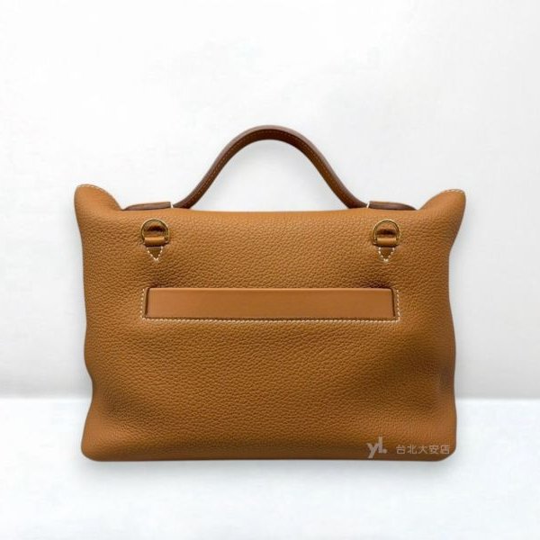 A13080-Hermes 2424-29 金棕Togo皮金釦手提肩背包-3