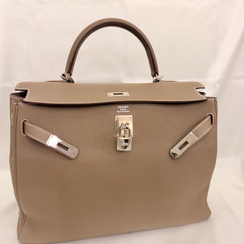 Hermès 大象灰 kelly35 Togo 皮銀釦方框o刻-0