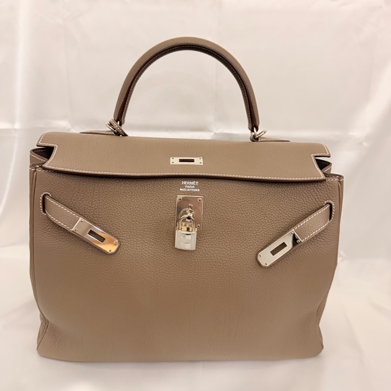Hermès 大象灰 kelly35 Togo 皮銀釦方框o刻-1