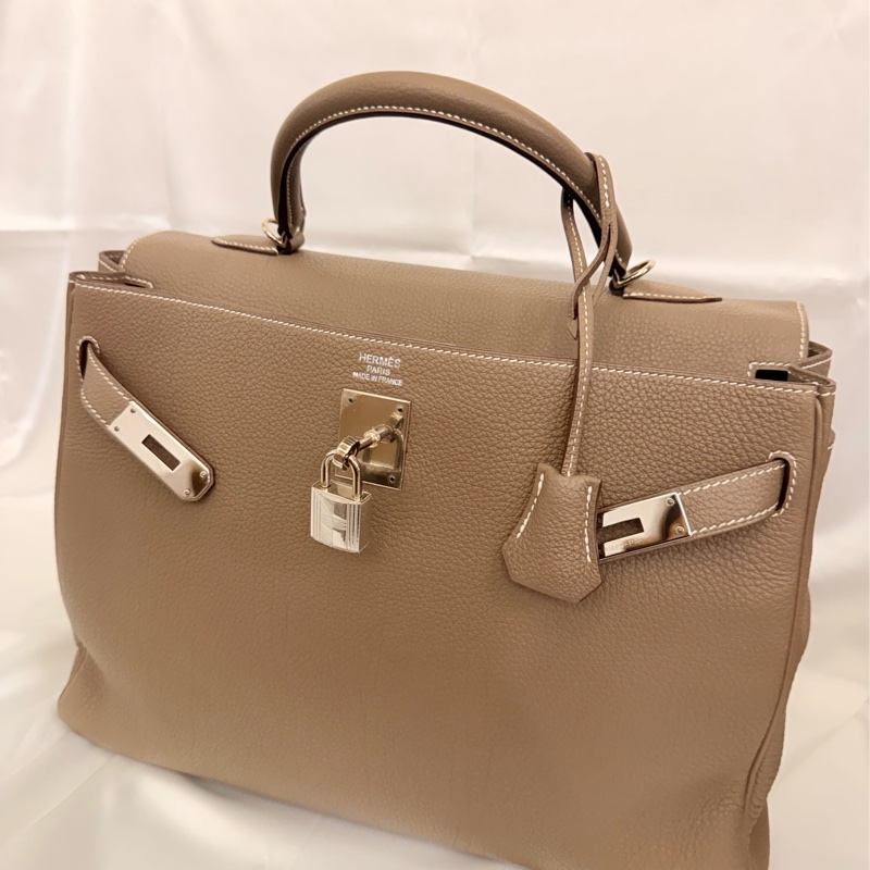 Hermès 大象灰 kelly35 Togo 皮銀釦方框o刻-4