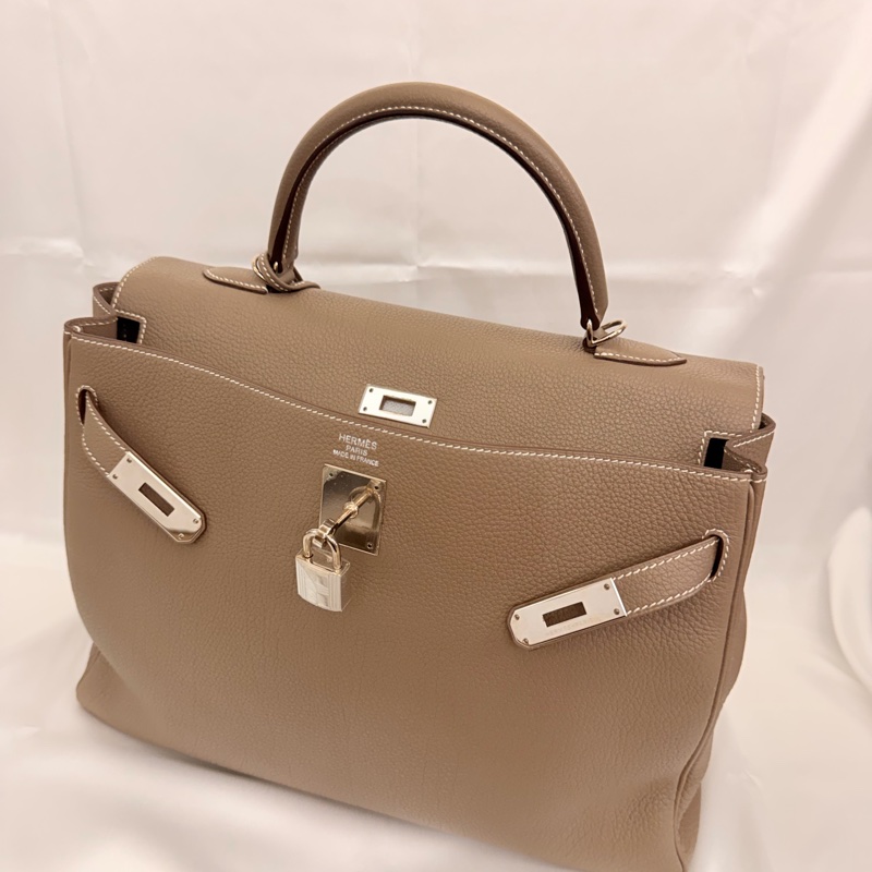 Hermès 大象灰 kelly35 Togo 皮銀釦方框o刻-5