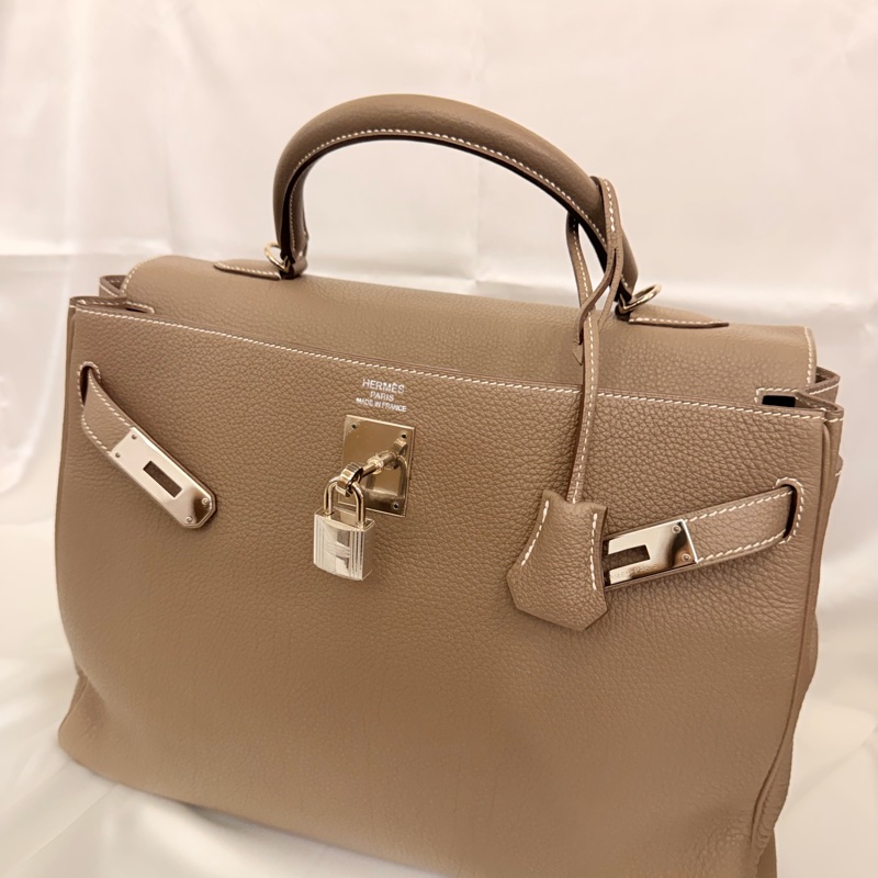 Hermès 大象灰 kelly35 Togo 皮銀釦方框o刻-6