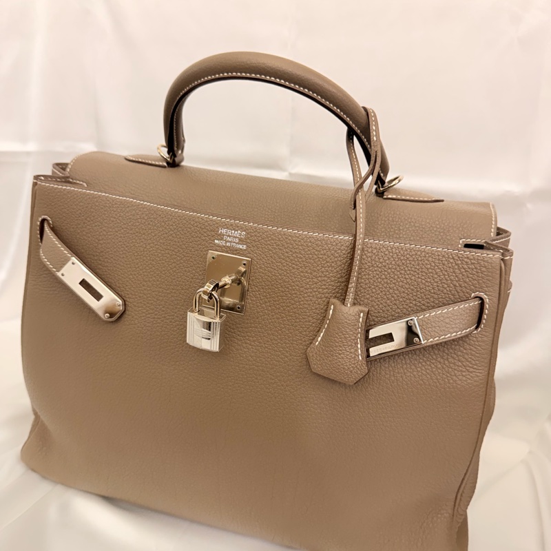 Hermès 大象灰 kelly35 Togo 皮銀釦方框o刻-7