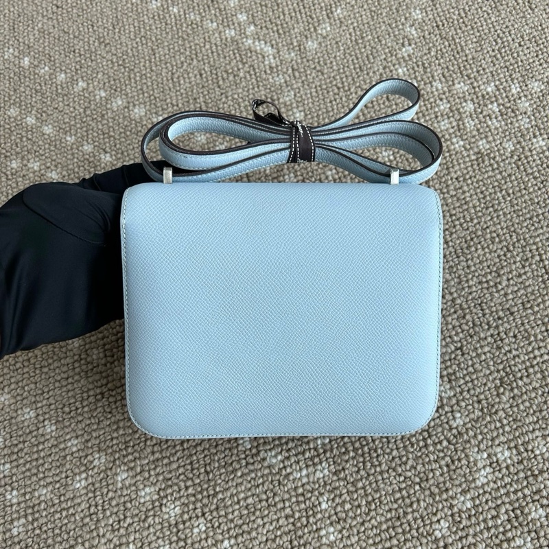 💙98新Hermes/愛馬仕 康康19聖杯藍斜背包 銀扣ep皮 Y刻 銀色五金💠正品保障-1