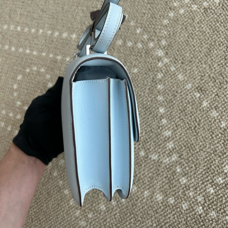 💙98新Hermes/愛馬仕 康康19聖杯藍斜背包 銀扣ep皮 Y刻 銀色五金💠正品保障-2