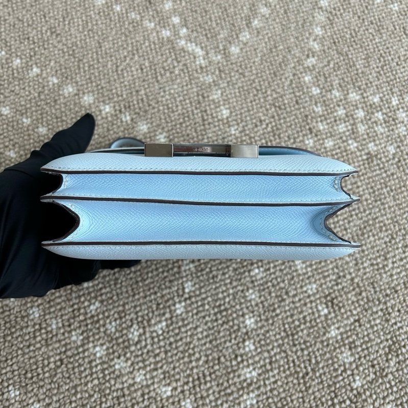 💙98新Hermes/愛馬仕 康康19聖杯藍斜背包 銀扣ep皮 Y刻 銀色五金💠正品保障-4