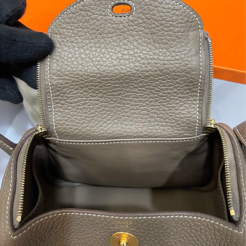 愛馬仕mini Lindy金剛色大象灰(長度男女都可斜背)-5