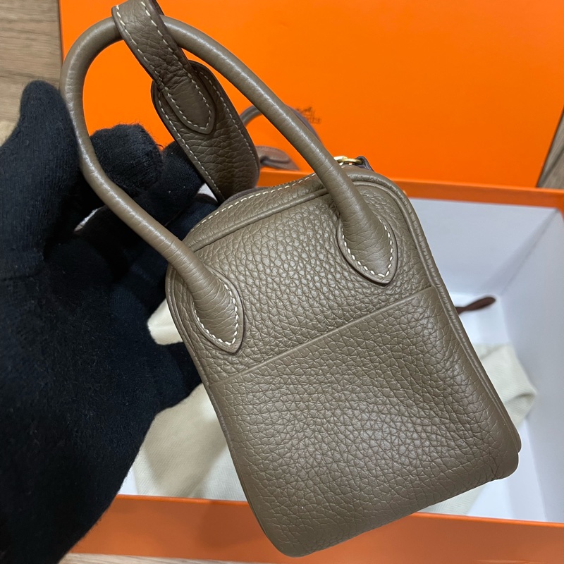 愛馬仕mini Lindy金剛色大象灰(長度男女都可斜背)-7