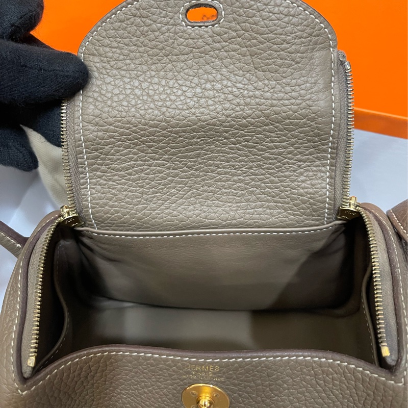愛馬仕mini Lindy金剛色大象灰(長度男女都可斜背)-19