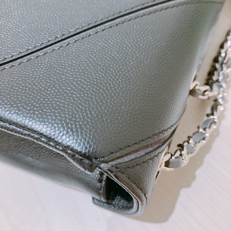 TK2051 香奈兒 17P Chevron Macro Caviar Shoulder Bag 24cm Black X GHW-19