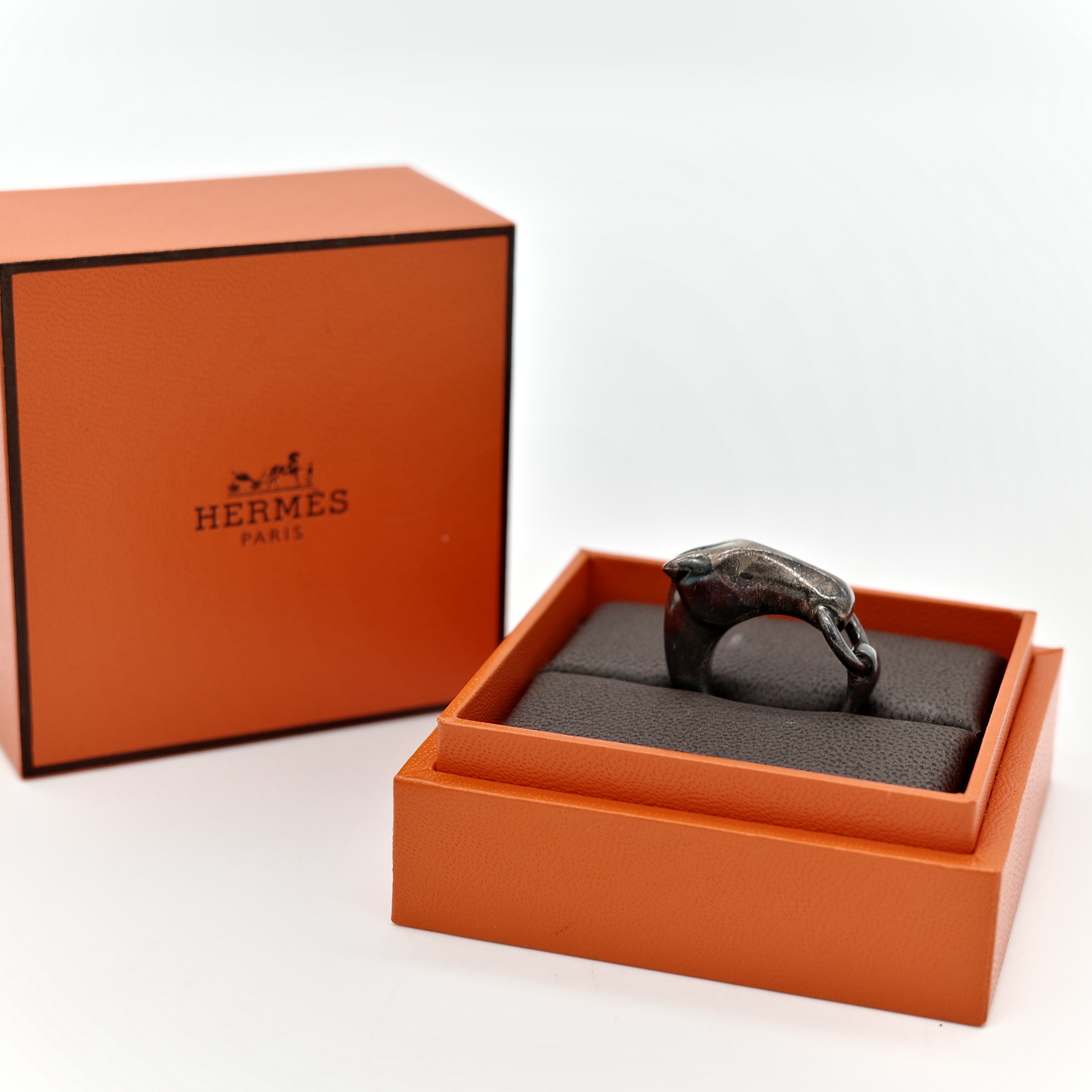 Hermès 愛馬仕 Ag925 銀 馬頭 戒指 50-2