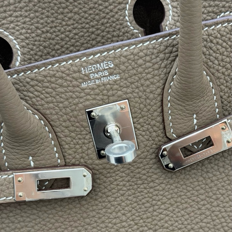 ✨閒置新Hermes/愛馬仕 birkin25大象灰手提包斜背包 銀扣togo皮 B刻❤️正品保障-7