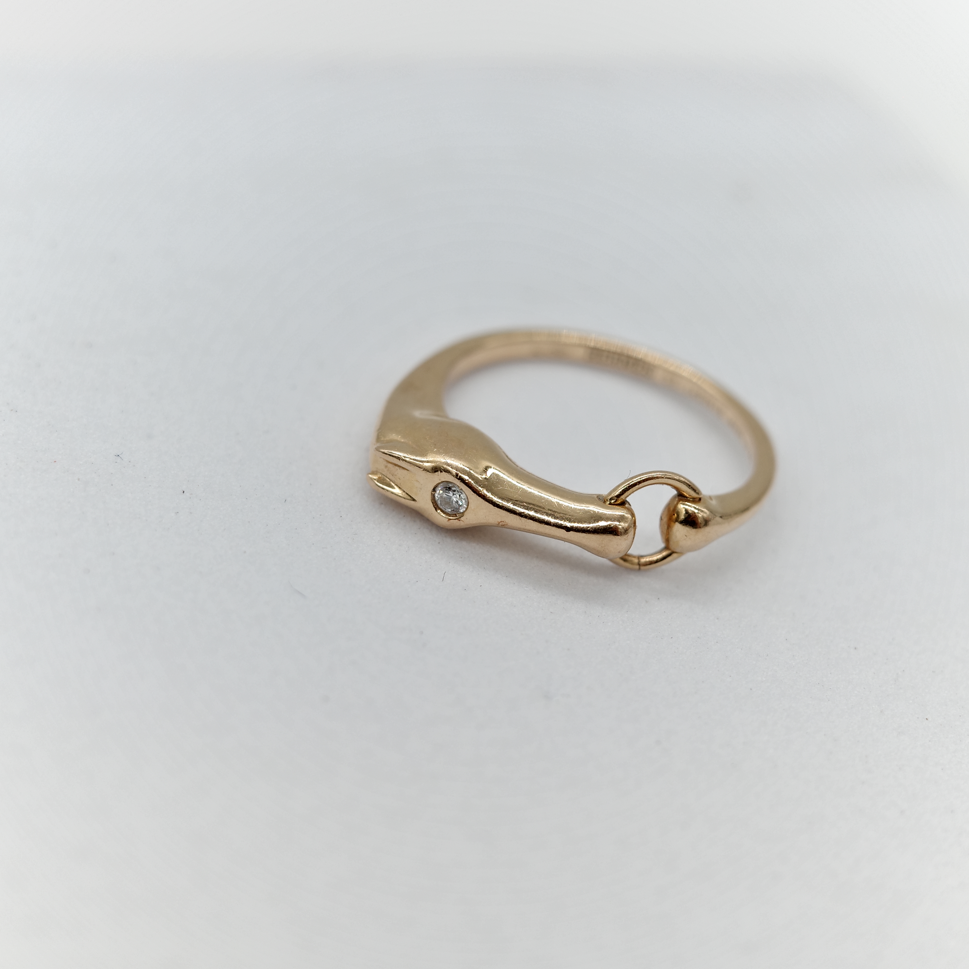 Hermès 愛馬仕 18K 黃金 馬頭 鑽石 戒指 53-1
