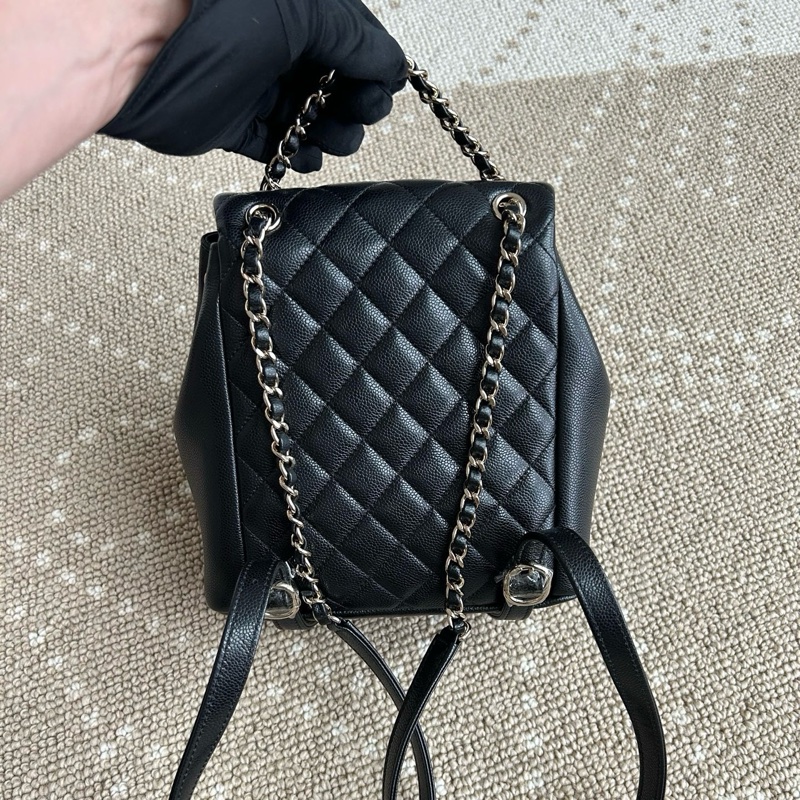 99新✨Chanel/香奈兒 duma雙肩包黑金荔枝皮中號 25年芯片款❤️正品保障-1