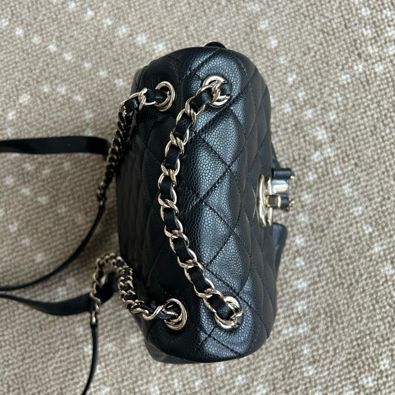 99新✨Chanel/香奈兒 duma雙肩包黑金荔枝皮中號 25年芯片款❤️正品保障-4
