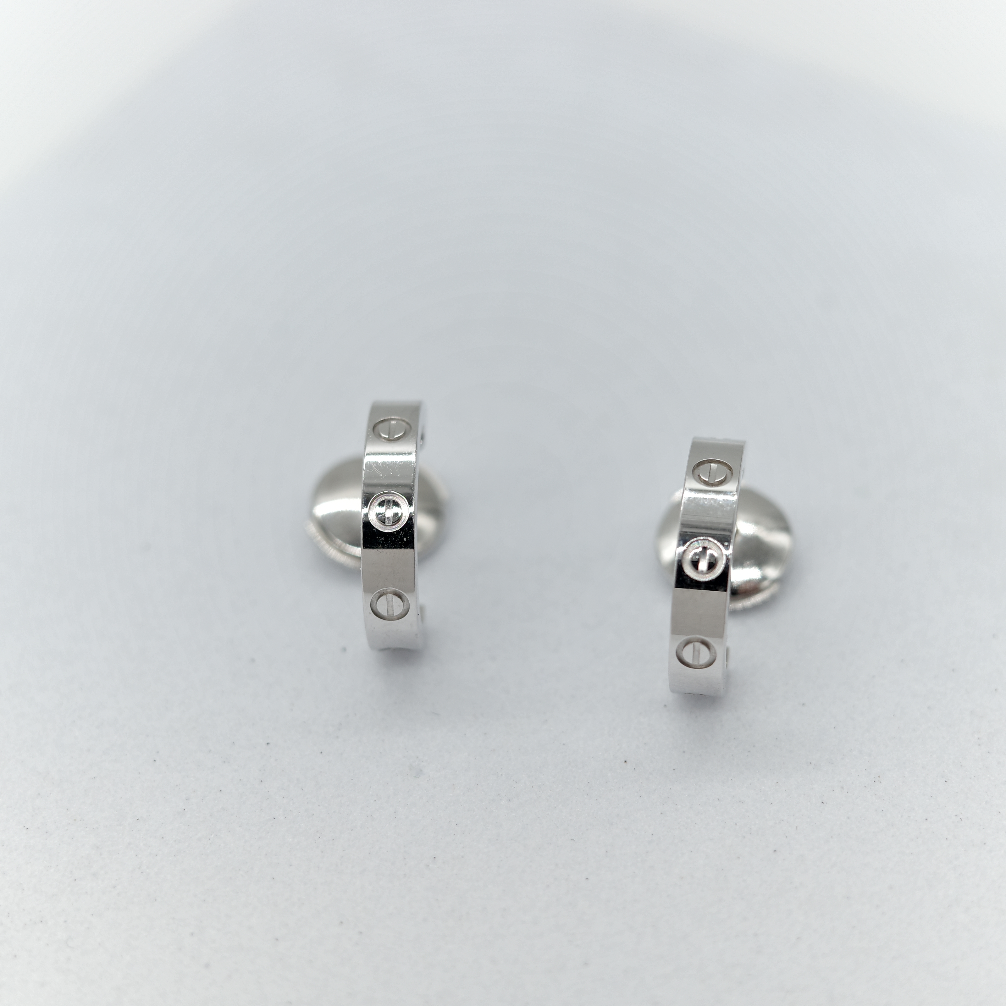 Cartier 卡地亞 18K Love 白金 環形耳環-8