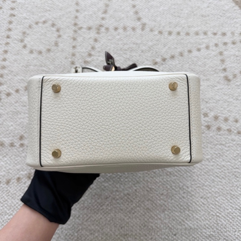 ✨閒置新Hermes/愛馬仕 mini lindy手提包單肩包 奶油白金扣tc皮 K刻 💛正品保障-4