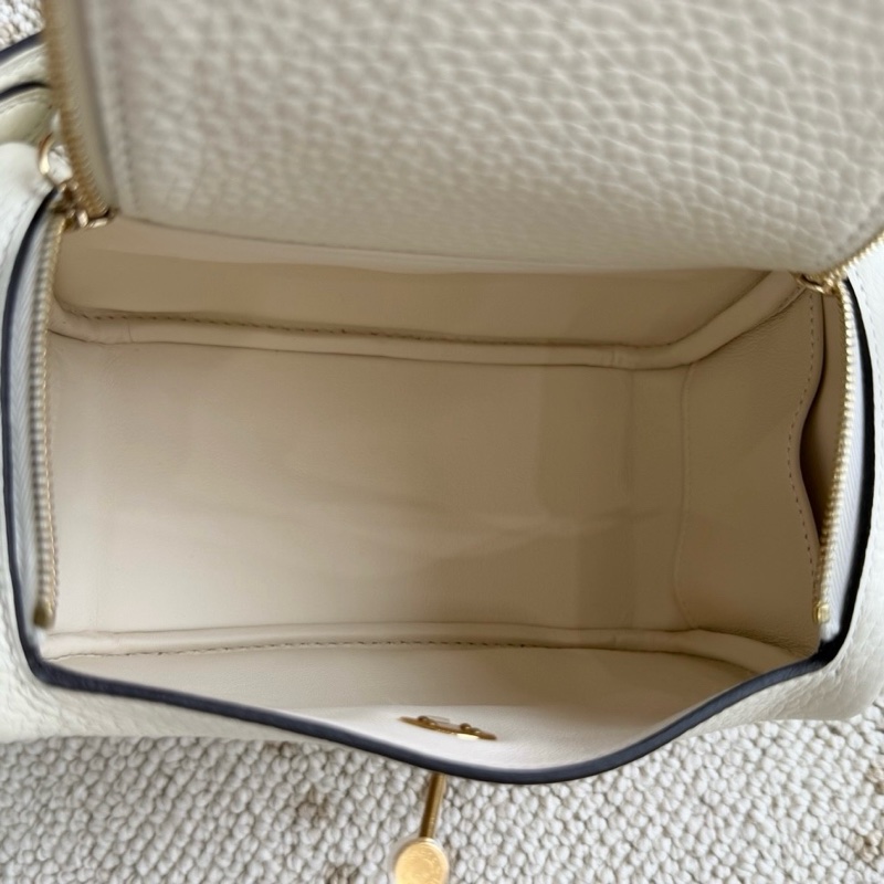 ✨閒置新Hermes/愛馬仕 mini lindy手提包單肩包 奶油白金扣tc皮 K刻 💛正品保障-8