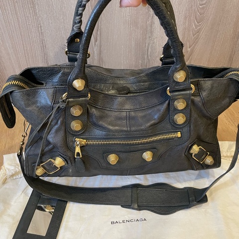 Balenciaga 巴黎世家 Giant Work 灰藍色機車包