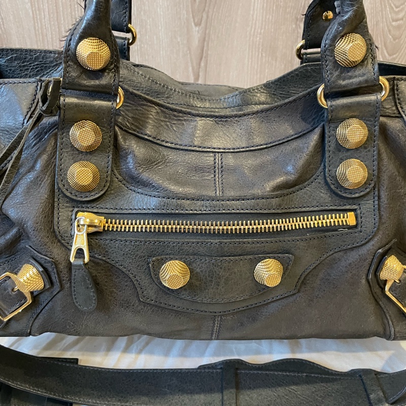 Balenciaga 巴黎世家 Giant Work 灰藍色機車包-1