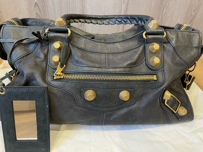 Balenciaga 巴黎世家 Giant Work 灰藍色機車包-3