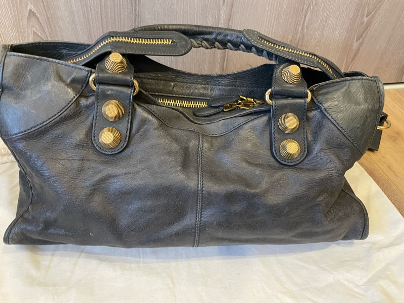 Balenciaga 巴黎世家 Giant Work 灰藍色機車包-6