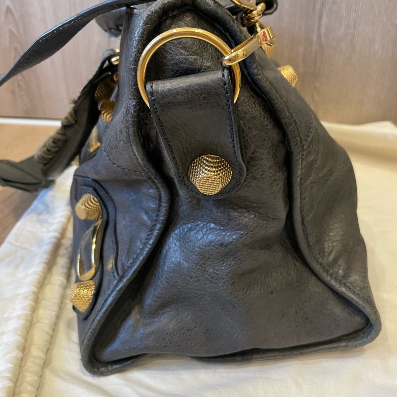 Balenciaga 巴黎世家 Giant Work 灰藍色機車包-13