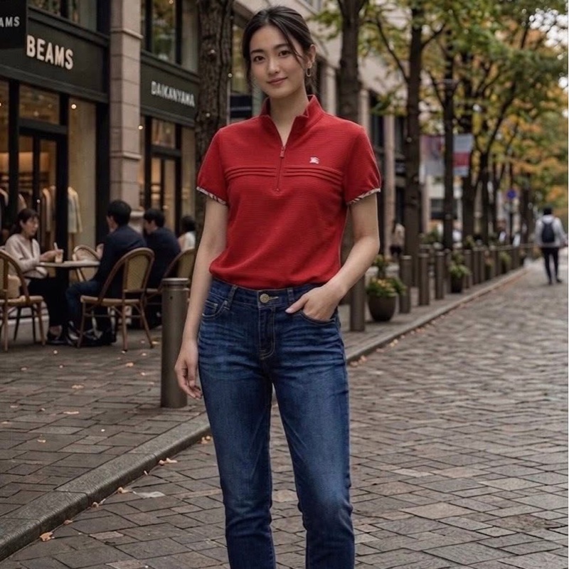BURBERRY GOLF 經典格紋滾邊立領上衣-0