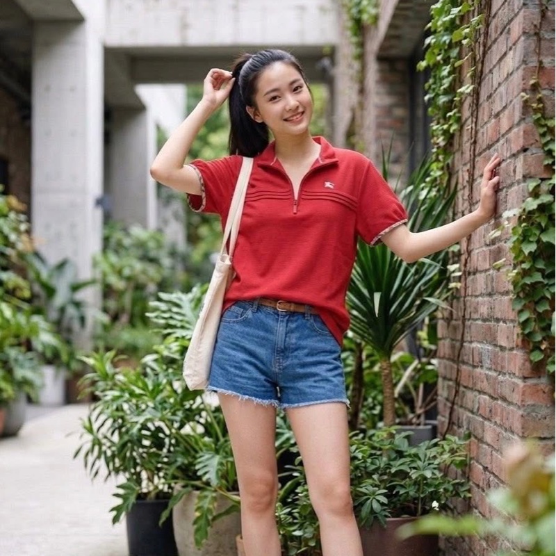 BURBERRY GOLF 經典格紋滾邊立領上衣-1