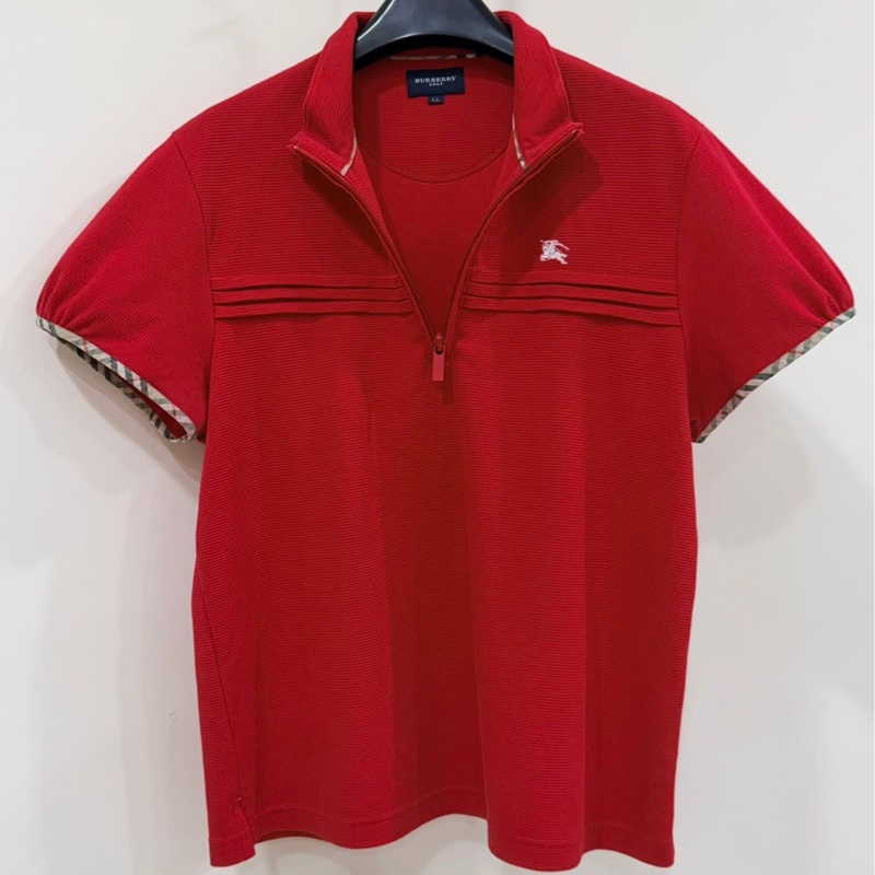 BURBERRY GOLF 經典格紋滾邊立領上衣-2