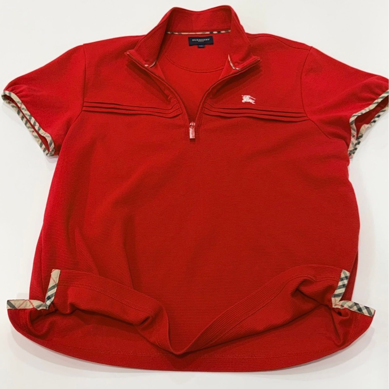 BURBERRY GOLF 經典格紋滾邊立領上衣-6