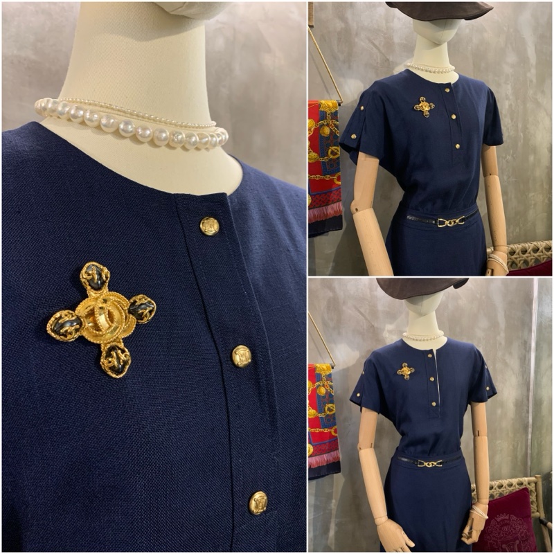 95A 1995 Chanel Vintage CC Logo Cross Black Pearl Brooch Pin 24K Gold Plated 十字黑珍珠香奈兒標誌心口針-6