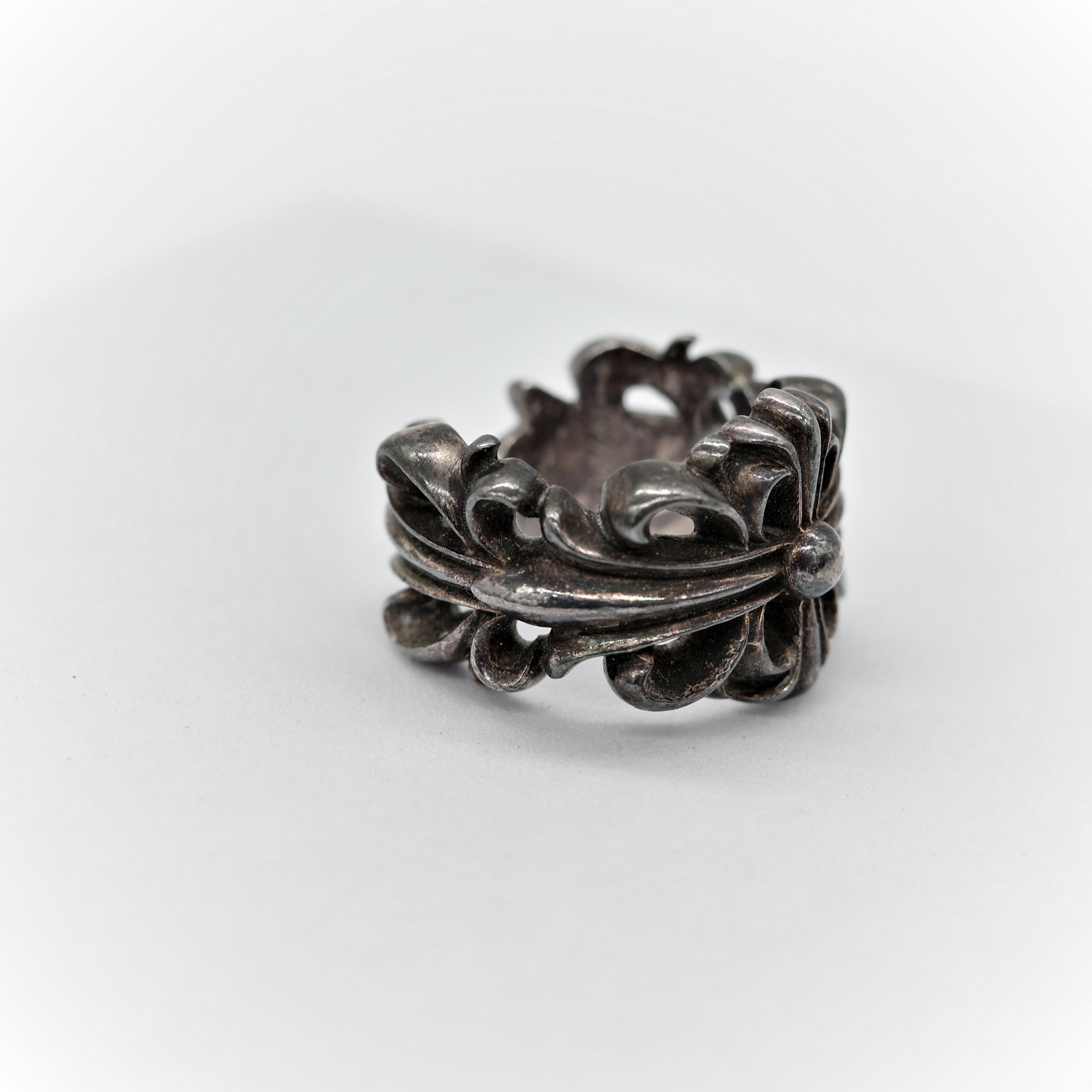 Chrome Hearts 克羅心 925純銀 鳶尾花 十字 戒指-2