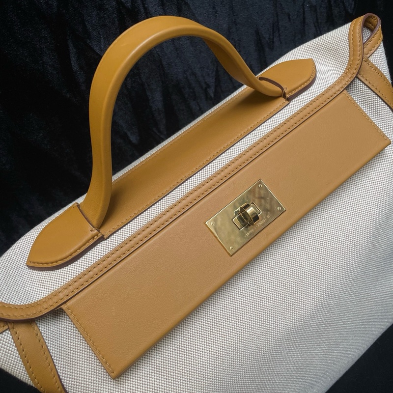 99新✨HERMES /愛馬仕2424金棕配色手拎包手提包Z刻21年💛正品保障-1