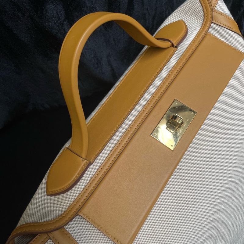 99新✨HERMES /愛馬仕2424金棕配色手拎包手提包Z刻21年💛正品保障-5