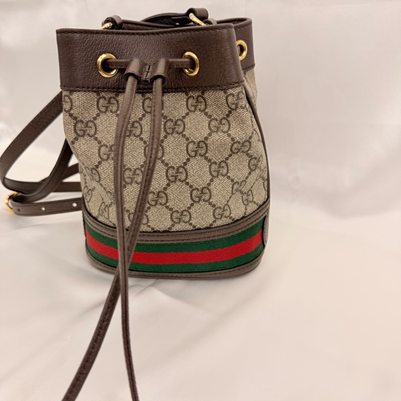 Gucci pvc咖牛皮ophidia小水桶包-1