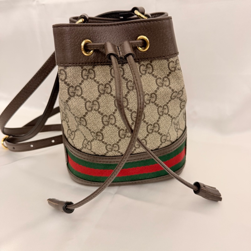 Gucci pvc咖牛皮ophidia小水桶包-2