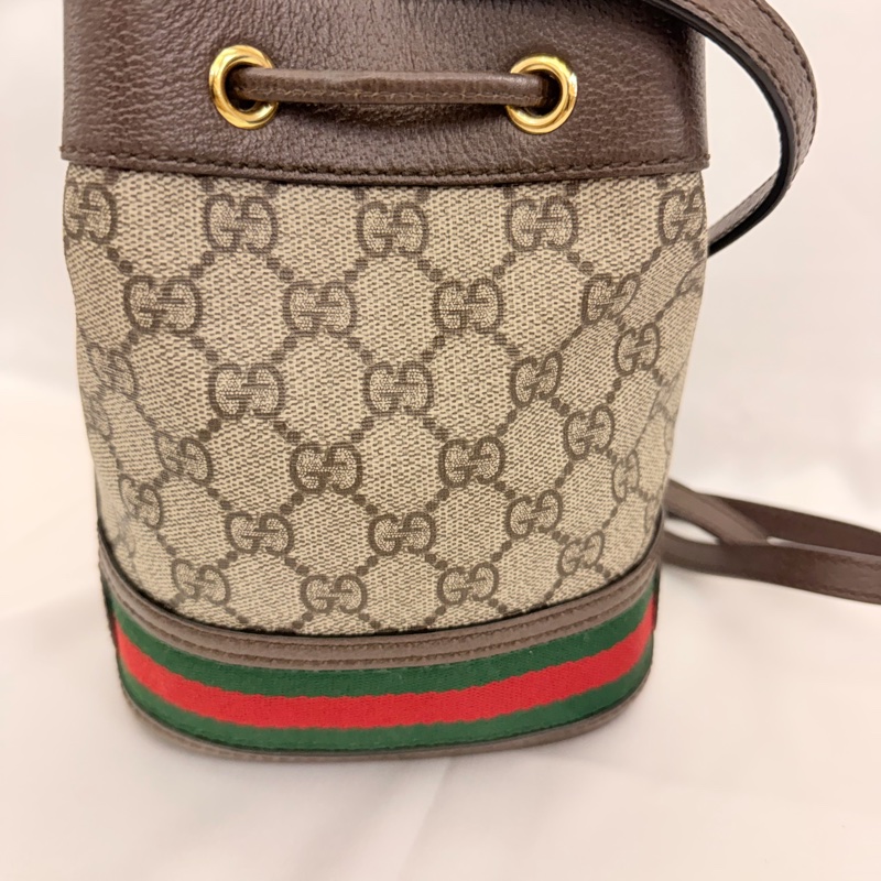 Gucci pvc咖牛皮ophidia小水桶包-8