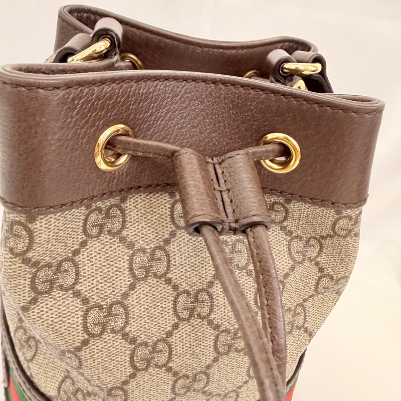 Gucci pvc咖牛皮ophidia小水桶包-15
