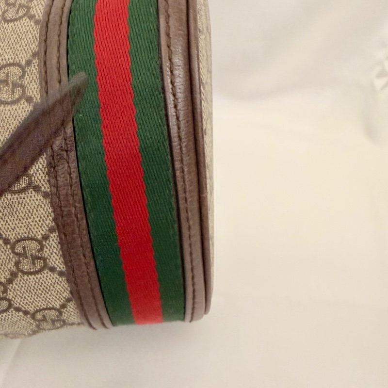 Gucci pvc咖牛皮ophidia小水桶包-18