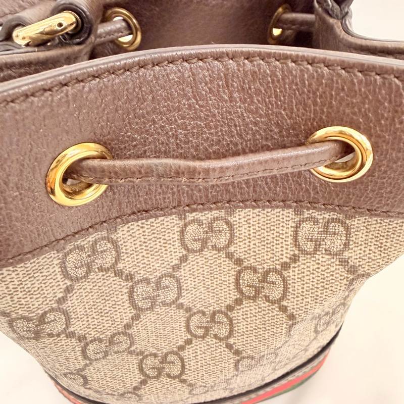 Gucci pvc咖牛皮ophidia小水桶包-34
