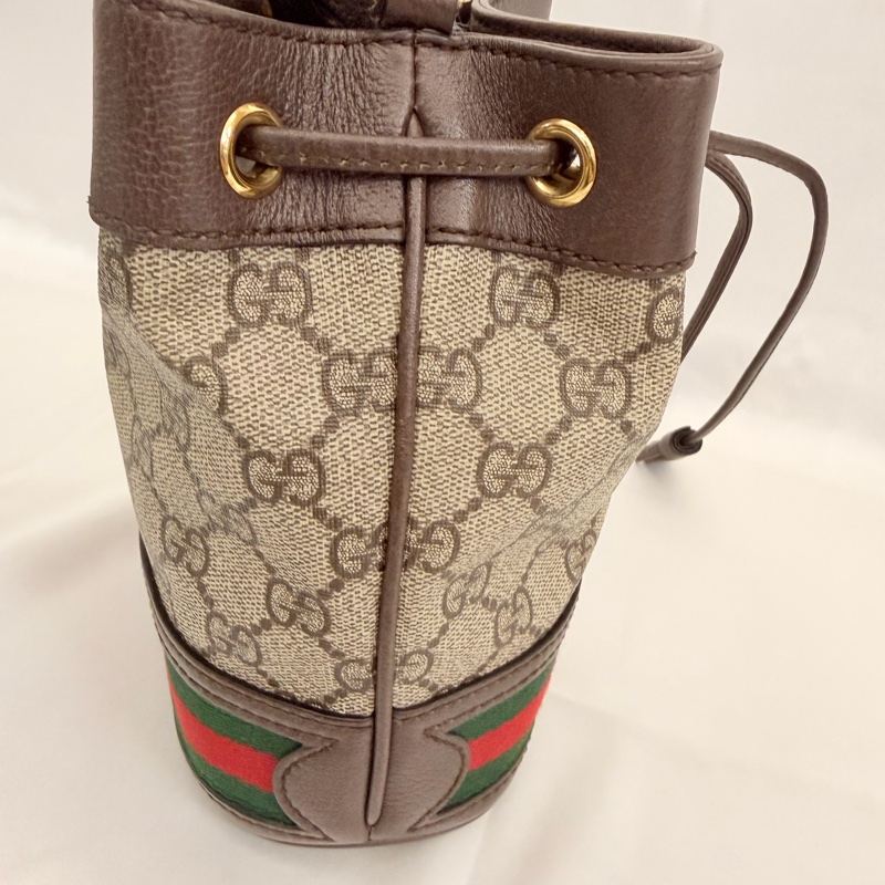 Gucci pvc咖牛皮ophidia小水桶包-35