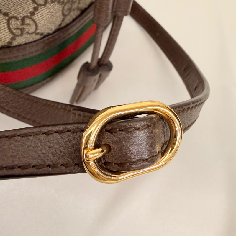 Gucci pvc咖牛皮ophidia小水桶包-43