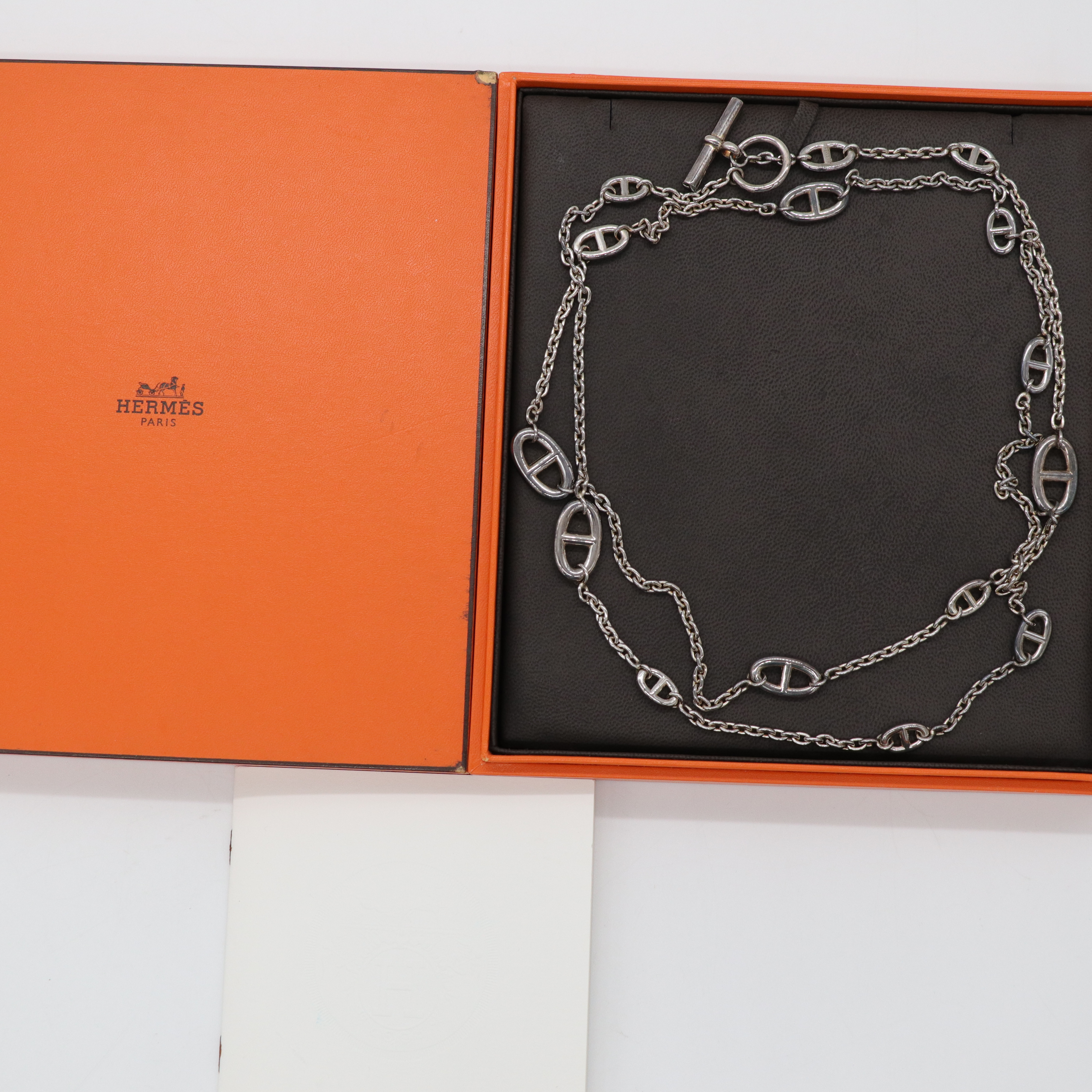 Hermès 愛馬仕18K 白金 Farandole 豬鼻子 項鍊 長項鍊-10