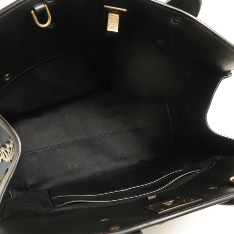 Salvatore Ferragamo 帆布/牛皮皮革Studio手挽肩背兩用袋-4
