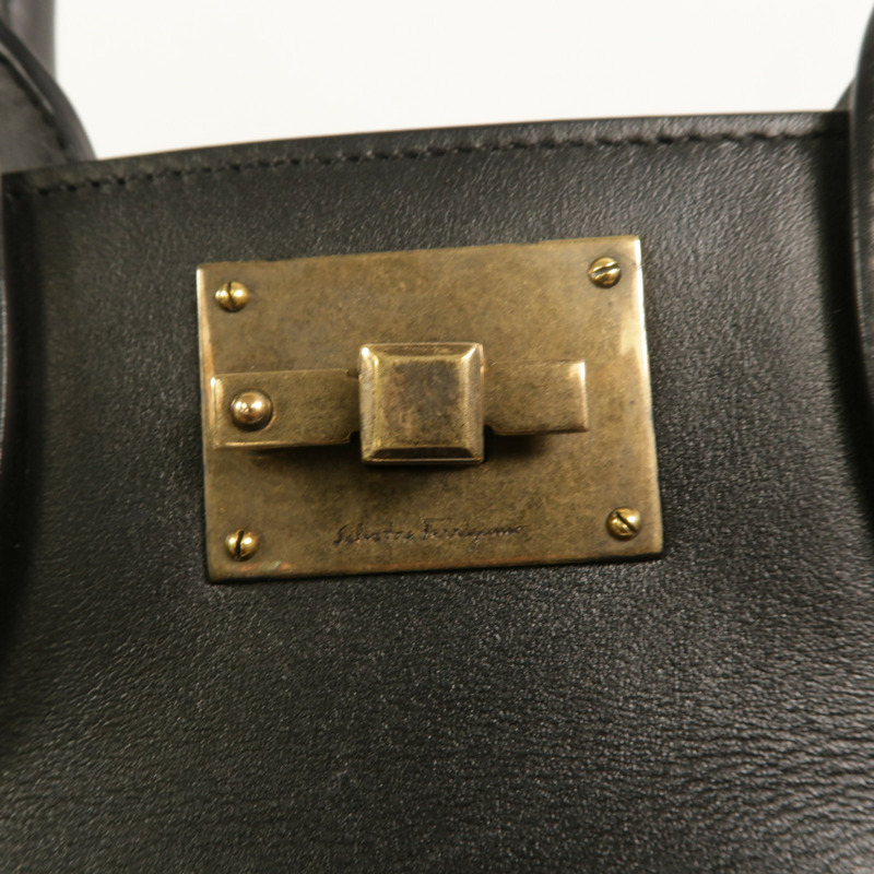 Salvatore Ferragamo 帆布/牛皮皮革Studio手挽肩背兩用袋-8