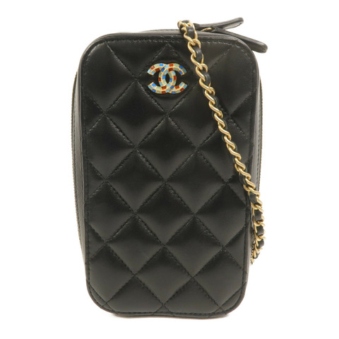 CHANEL 羊皮皮革Phone Bag鏈帶肩背袋